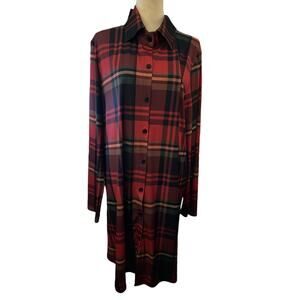 Lily by Firmiana Red Plaid Button Down Shirt Dress, Plus Size 2XL, NWT